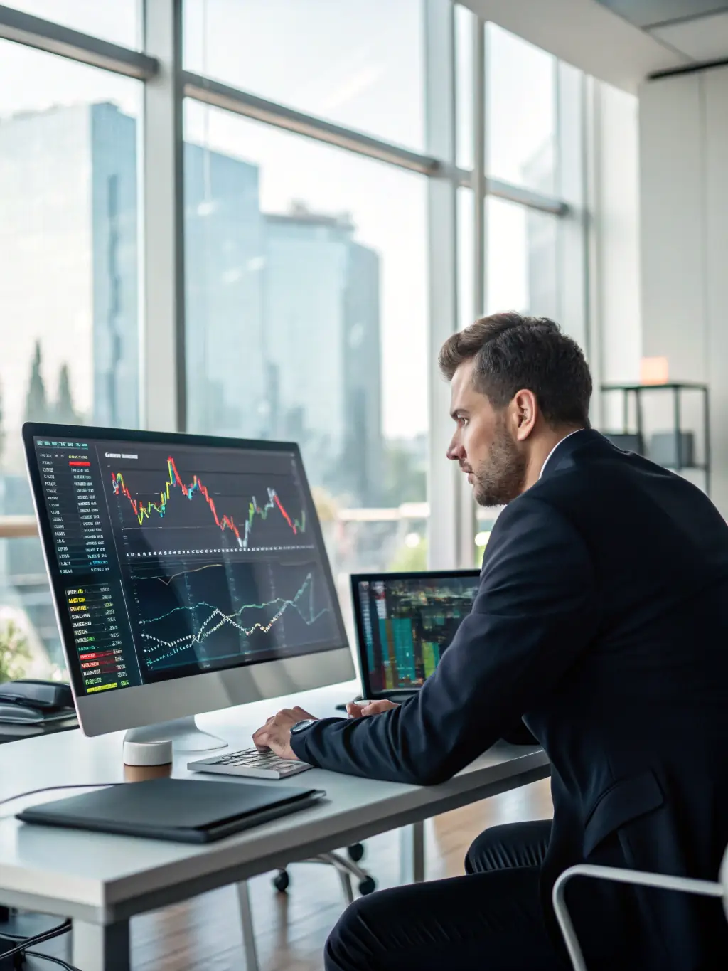 A financial advisor presenting investment options to a client, using charts and graphs to illustrate potential returns and growth strategies.
